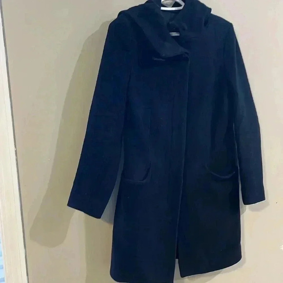 [XS]Babaton Pearce Wool Cashmere Blend WMN Hooded Mid  Length Coat Peacoat - Picture 3 of 16